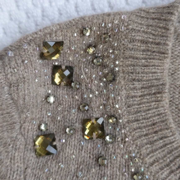 LOFT Rabbit Hair Rhinestone bling festive holiday party sweater  Small - Picture 5 of 10